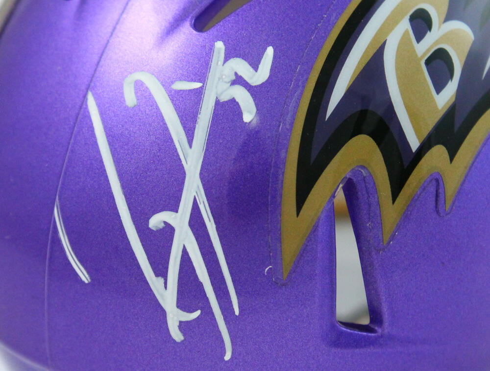 Ray Lewis Autographed Baltimore Ravens Flash Speed Mini Helmet-Beckett W Hologram*White Image 3