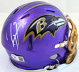 Ray Lewis Autographed Baltimore Ravens Flash Speed Mini Helmet-Beckett W Hologram*White Image 1