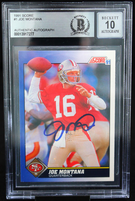 1991 Score #1 Joe Montana Auto San Francisco 49ers BAS Autograph 10  Image 1