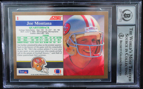 1991 Score #1 Joe Montana Auto San Francisco 49ers BAS Autograph 10  Image 2