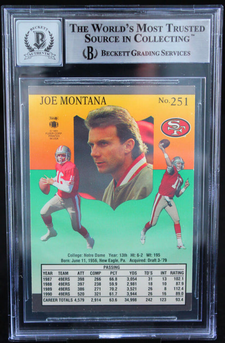 1991 Ultra #251 Joe Montana Auto San Francisco 49ers BAS Autograph 10  Image 2