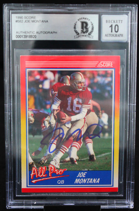 1990 Score #582 Joe Montana Auto San Francisco 49ers BAS Autograph 10  Image 1