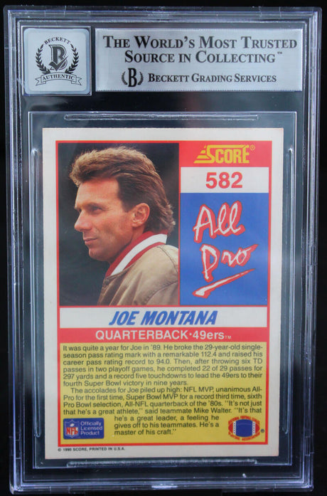 1990 Score #582 Joe Montana Auto San Francisco 49ers BAS Autograph 10  Image 2