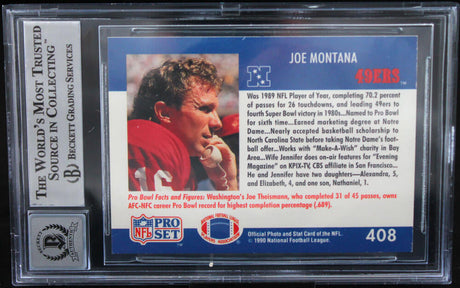 1990 Pro Set #408 Joe Montana Auto San Francisco 49ers BAS Autograph 10  Image 2