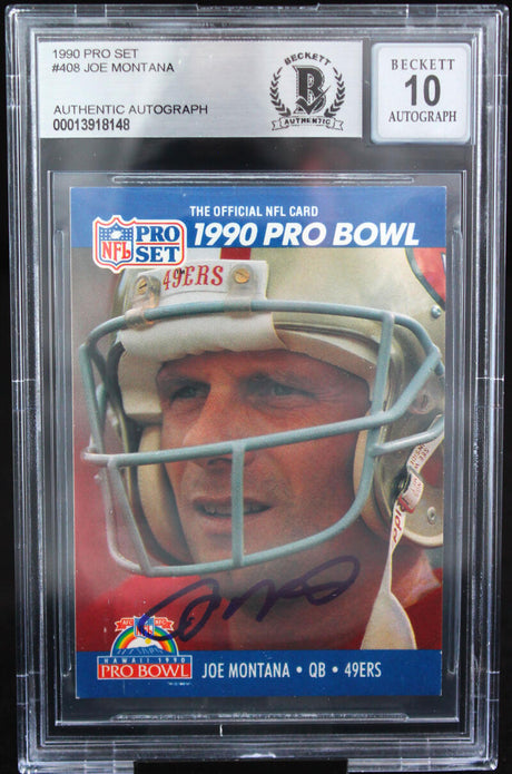 1990 Pro Set #408 Joe Montana Auto San Francisco 49ers BAS Autograph 10  Image 1