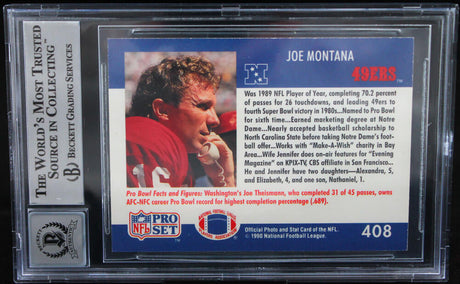 1990 Pro Set #408 Joe Montana Auto San Francisco 49ers BAS Autograph 10  Image 2