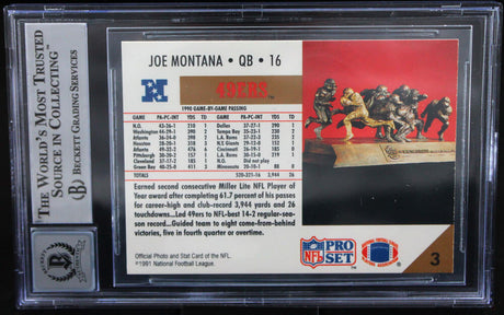 1991 Pro Set #3 Joe Montana Auto San Francisco 49ers BAS Autograph 10  Image 2