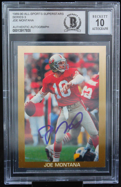 1989-90 All-Sport Superstars #SERIES 3 Joe Montana SF 49ers BAS Autograph 10  Image 1