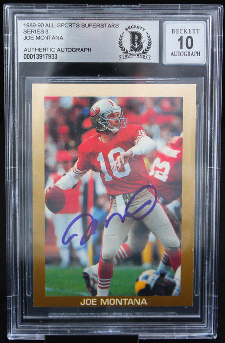 1989-90 All-Sport Superstars #SERIES 3 Joe Montana SF 49ers BAS Autograph 10  Image 1