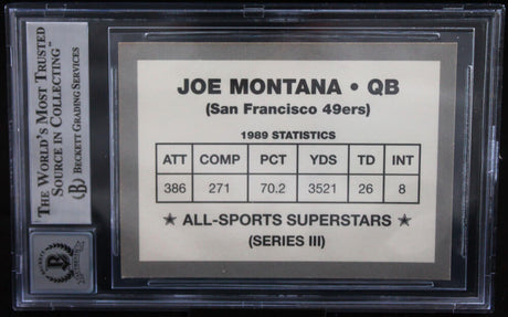 1989-90 All-Sport Superstars #SERIES 3 Joe Montana SF 49ers BAS Autograph 10  Image 2