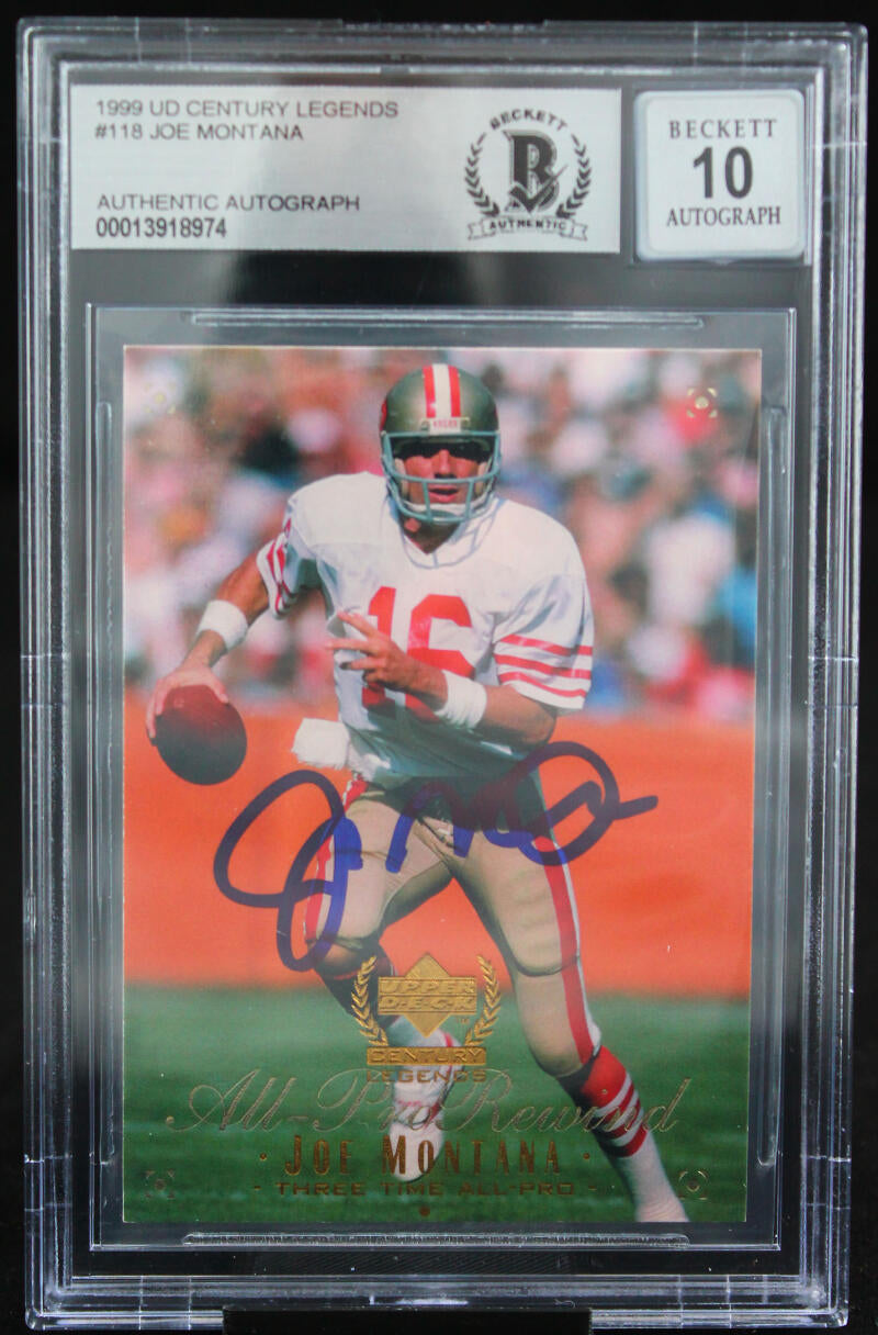 1999 UD Century Legends #118 Joe Montana Auto 49ers BAS Autograph 10  Image 1