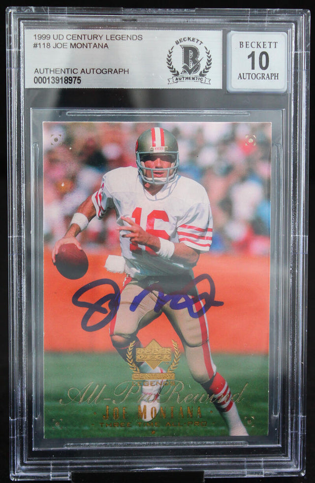 1999 UD Century Legends #118 Joe Montana Auto 49ers BAS Autograph 10  Image 1