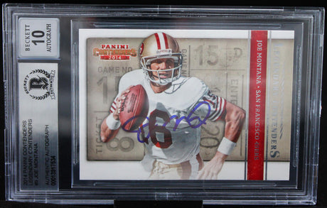 2014 Panini Contenders Legendary #9 Joe Montana Auto SF 49ers BAS Autograph 10  Image 1