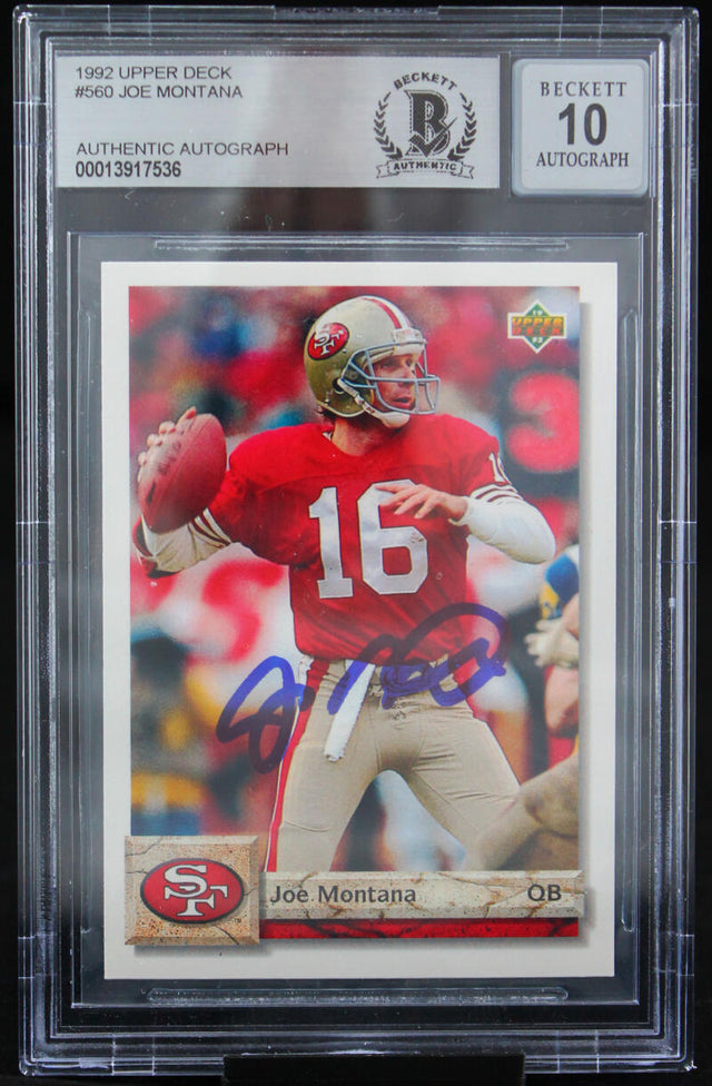 1992 Upper Deck #560 Joe Montana Auto San Francisco 49ers BAS Autograph 10  Image 1