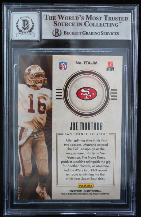 2020 Panini Legacy for the Ages #19 Joe Montana Auto SF 49ers BAS Autograph 10  Image 2