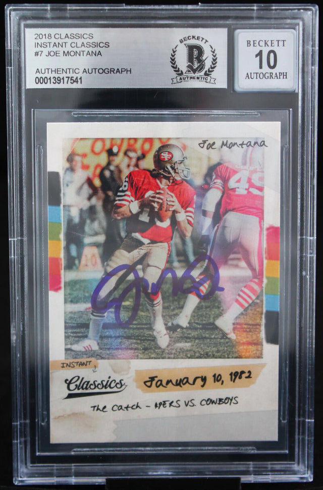 2018 Classics Instant Classics #7 Joe Montana Auto SF 49ers BAS Autograph 10  Image 1