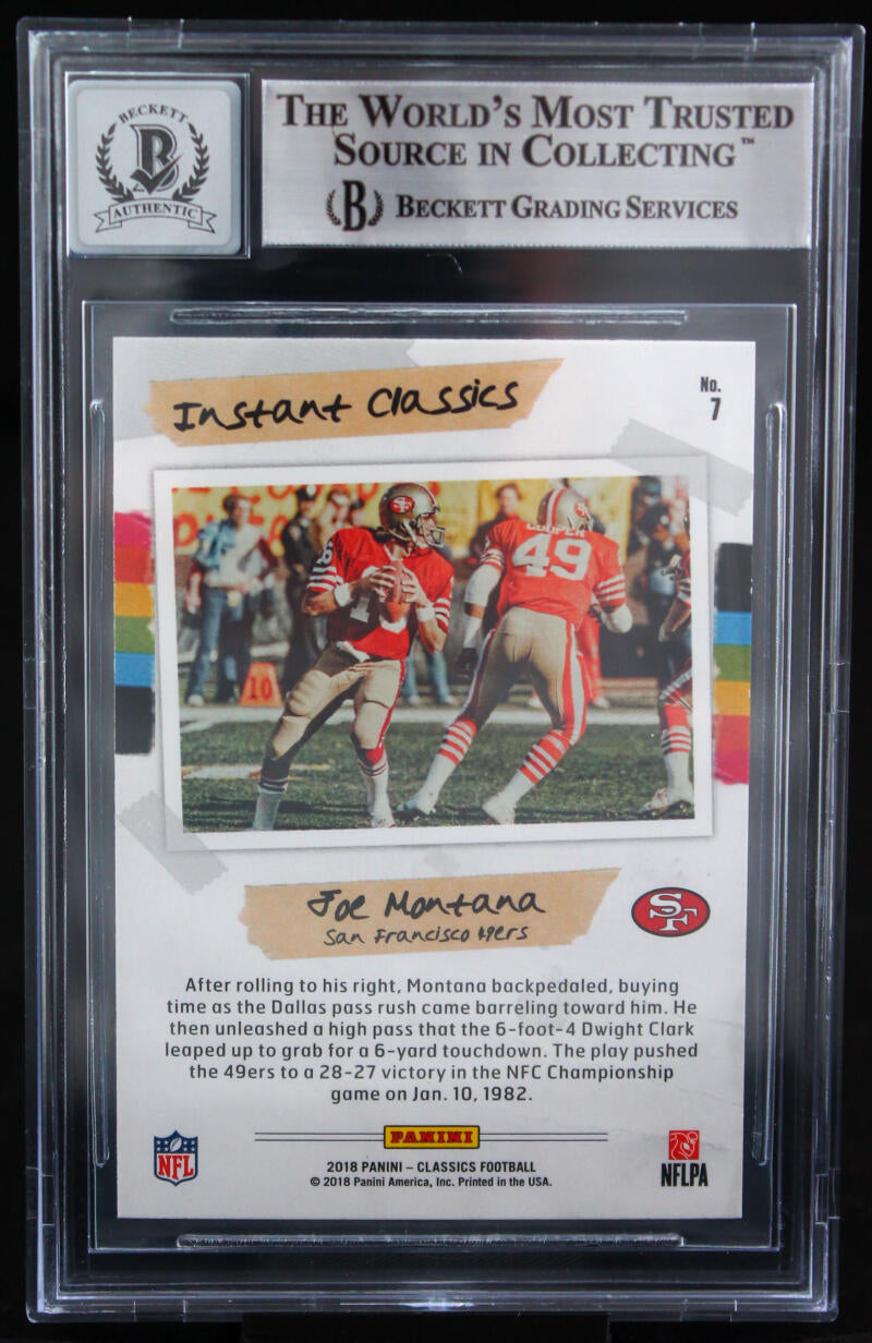 2018 Classics Instant Classics #7 Joe Montana Auto SF 49ers BAS Autograph 10  Image 2