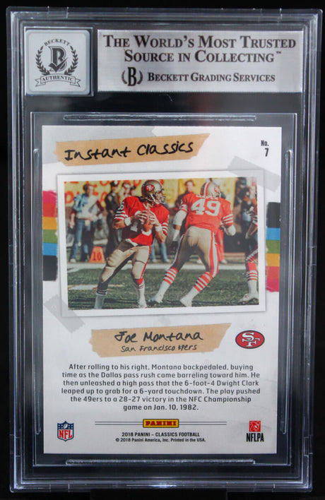 2018 Classics Instant Classics #7 Joe Montana Auto SF 49ers BAS Autograph 10  Image 2