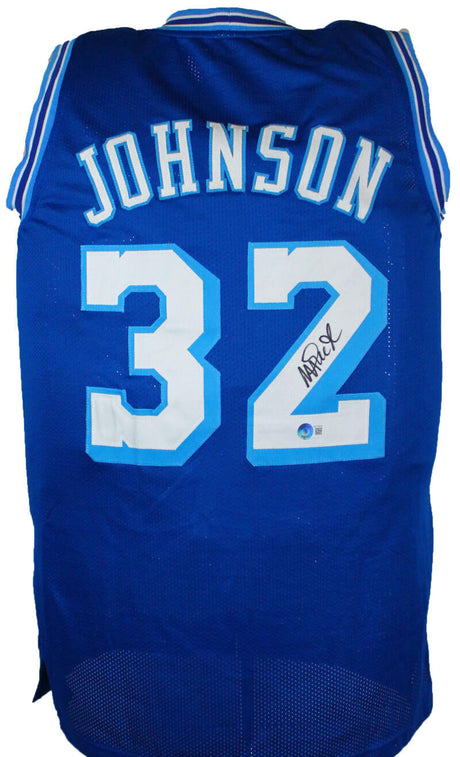 Magic Johnson Autographed Blue Los Angeles Jersey-Beckett W Hologram *Black Image 1