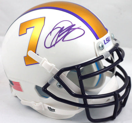 Odell Beckham Jr. Autographed White LSU Tigers Schutt Mini Helmet-Beckett W Hologram *Purple Image 1