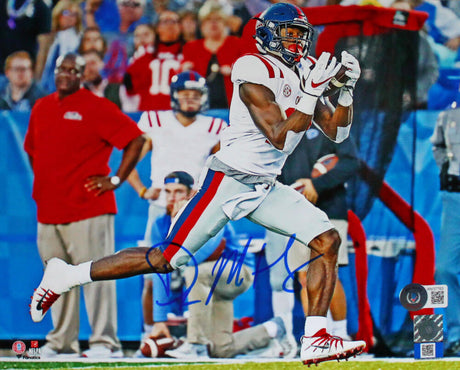 DK Metcalf Autographed Ole Miss Rebels 8x10 Catch Photo-Beckett W Hologram *Blue Image 1