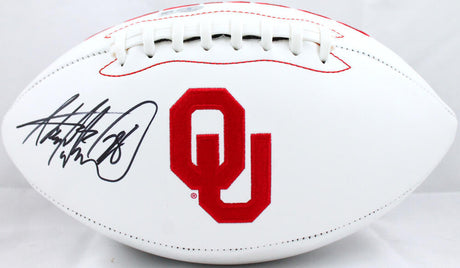 Adrian Peterson signed Oklahoma Sooners Logo Football-Beckett W Hologram *Black Image 1