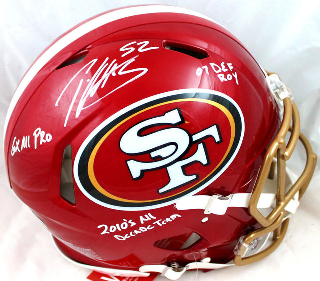 Patrick Willis Autographed F/S San Francisco 49ers Flash Speed Authentic Helmet w/3 Insc.-Beckett W Hologram *White Image 1