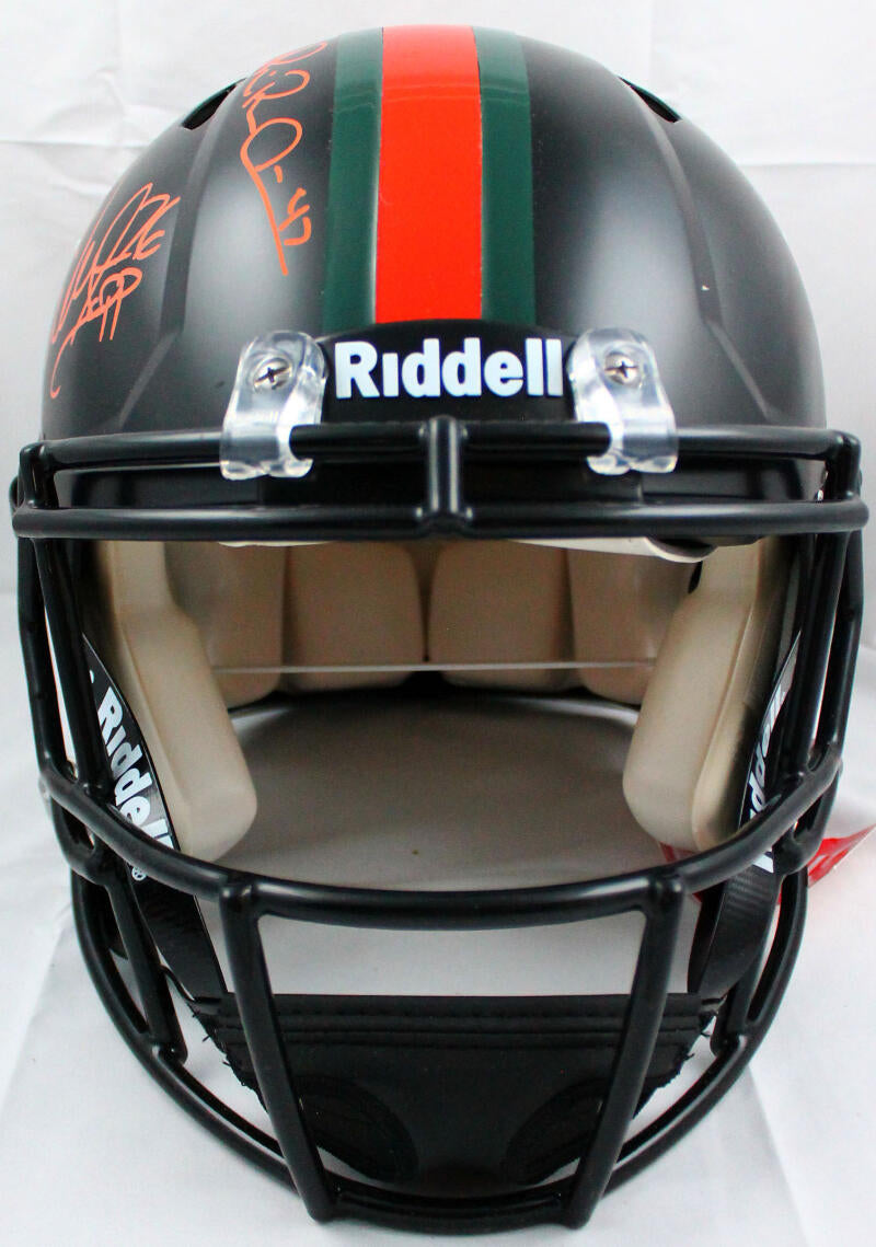 Sapp, Irvin, Johnson, Lewis, Gore Signed F/S Miami Hurricanes Black Speed Authentic Helmet-Beckett W Hologram/JSA W *Orange Image 7