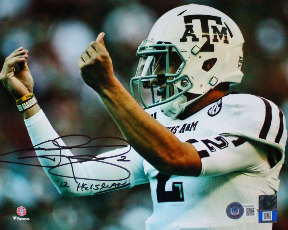 Johnny Manziel Signed Texas A&M 8x10 Close Up w/Heisman-Beckett W Hologram *Black Image 1