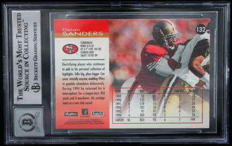 1995 Skybox Impact #132 Deion Sanders San Francisco 49ers BAS Autograph 10  Image 2