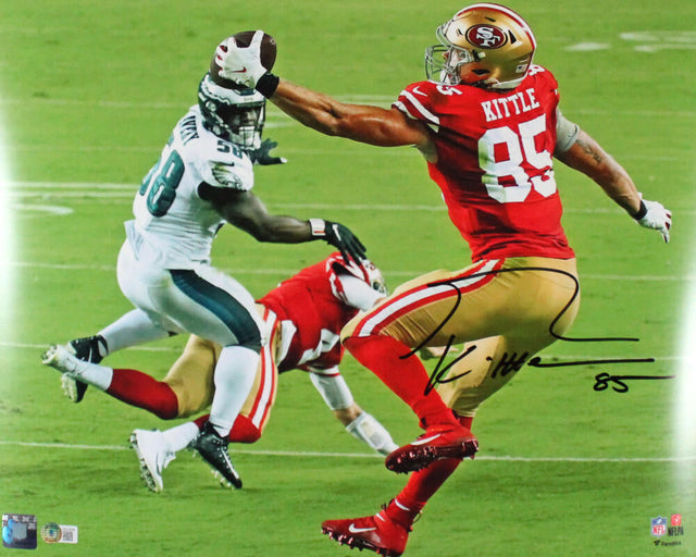 George Kittle Autographed San Francisco 49ers 16x20 One Hand Catch Photo- Beckett W Hologram *Black Image 1