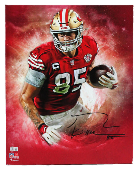 George Kittle Signed San Francisco 49ers Framed 16x20 Stretched Canvas-Beckett W Hologram *Black Image 1