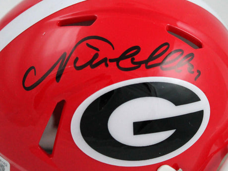 Nick Chubb Autographed Georgia Bulldogs Speed Mini Helmet-Beckett W Hologram *Black Image 2