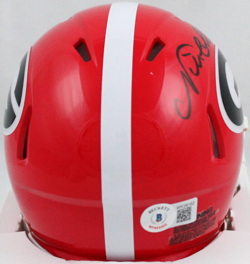 Nick Chubb Autographed Georgia Bulldogs Speed Mini Helmet-Beckett W Hologram *Black Image 3