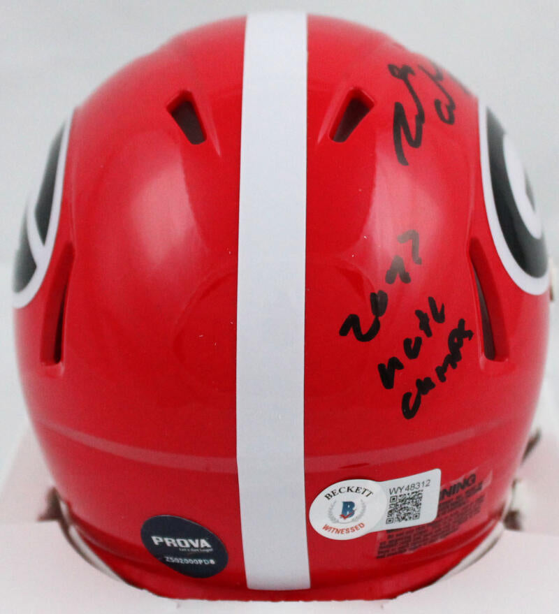 James Cook Autographed Georgia Bulldogs Speed Mini Helmet w/Natl Champs-Beckett W Hologram *Black Image 4