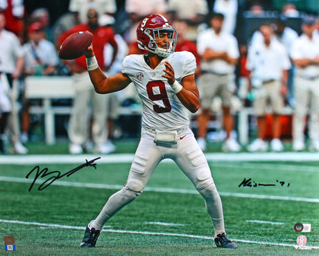 Bryce Young Autographed Alabama Crimson Tide 16x20 Passing w/Heisman-Beckett W Hologram *Black Image 1