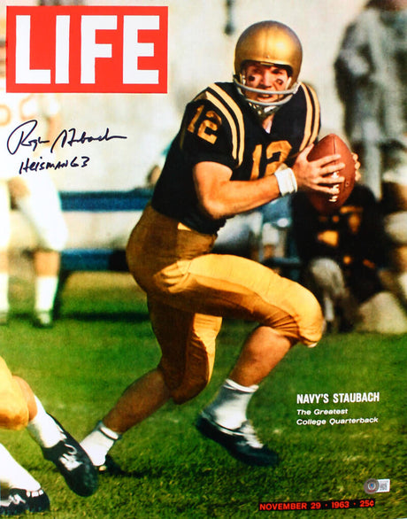 Roger Staubach Autographed Navy Midshipmen 16x20 LIFE w/Heisman-Beckett W Hologram *Black Image 1