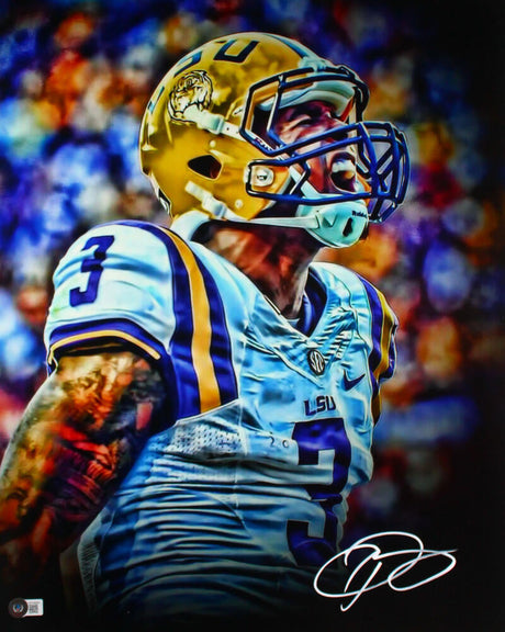 Odell Beckham Jr. Autographed LSU 16x20 Yelling Photo-Beckett W Hologram *White Image 1