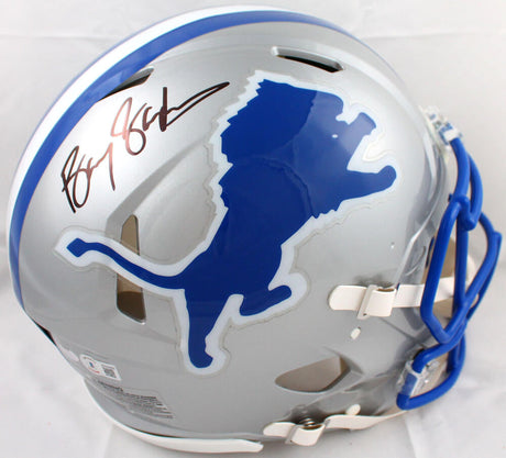 Barry Sanders Autographed Detroit Lions 83-02 TB F/S Speed Authentic Helmet-Beckett W Hologram *Black Image 1