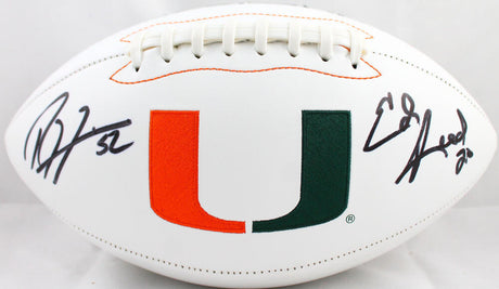 Ed Reed Ray Lewis Autographed Miami Hurricanes Logo Football-Beckett W Hologram *Black Image 1