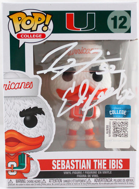 Ray Lewis Ed Reed Autographed Miami Hurricanes Funko Pop Figurine #12- Beckett W Hologram *White Image 1