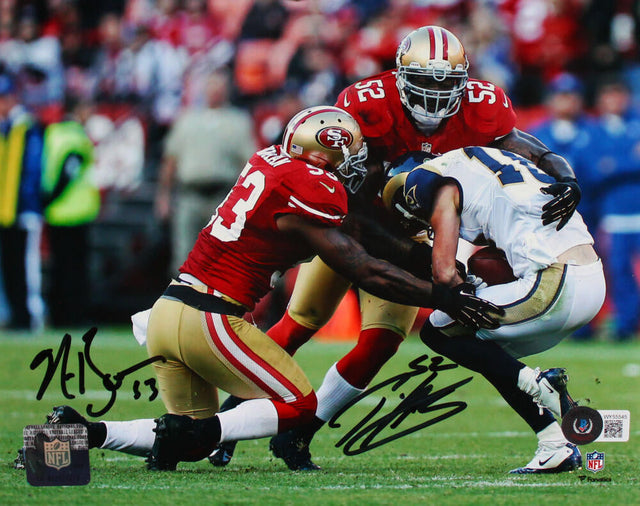 Patrick Willis NaVorro Bowman Signed San Francisco 49ers 8x10 Photo-Beckett W Hologram *Black Image 1