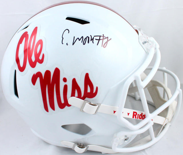 Elijah Moore Autographed Ole Miss Rebels F/S White Speed Helmet-Beckett W Hologram *Black Image 1