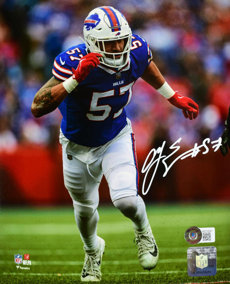 AJ Epenesa Autographed Buffalo Bills 8X10 Stance Photo- Beckett W Hologram *White Image 1