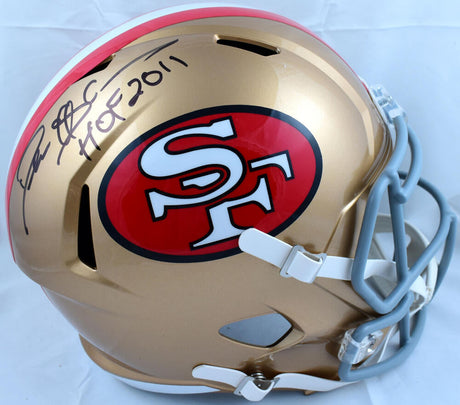 Deion Sanders Autographed San Francisco 49ers F/S 64-95 Speed Helmet w/HOF-Beckett W Hologram *Black Image 1