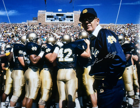 Lou Holtz Autographed Notre Dame 16x20 Pre Game Photo - Beckett W Hologram *Silver Image 1