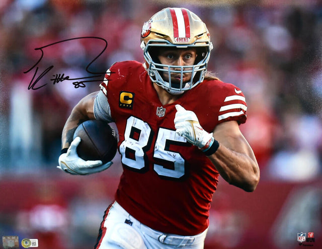 George Kittle Autographed San Francisco 49ers 16x20 Close UP Photo-Beckett W Hologram *Black Image 1