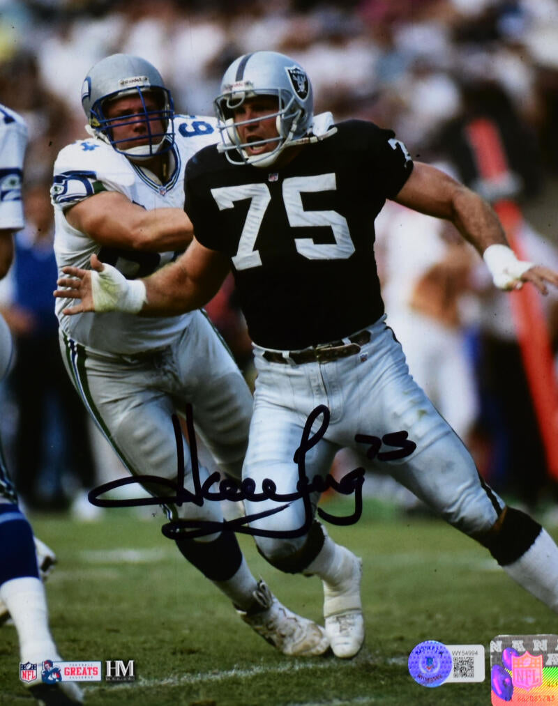 Howie Long Autographed Raiders 8x10 Rush Photo - Beckett W Hologram *Black Image 1