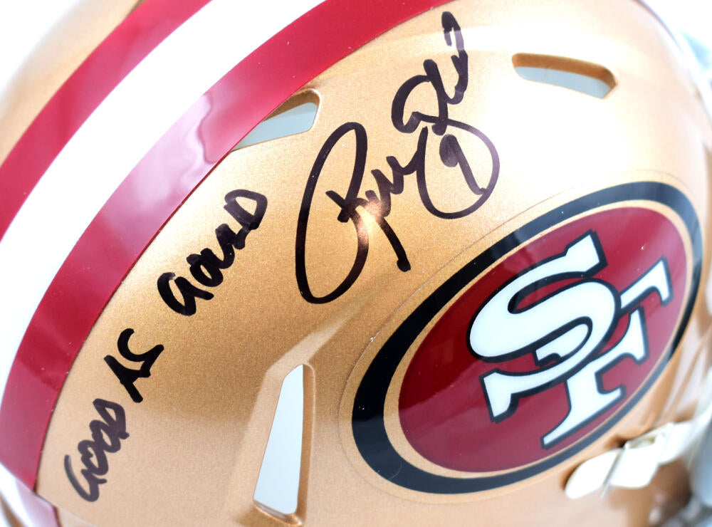 Robbie Gould Autographed San Francisco 49ers Speed Mini Helmet w/Good as Gould- Beckett W Hologram *Black Image 2