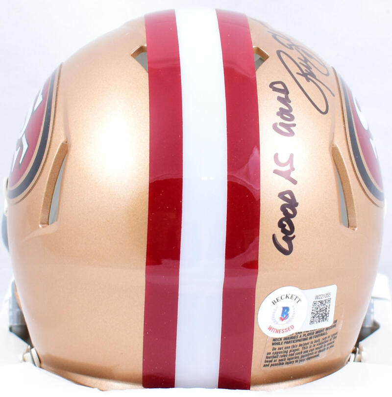 Robbie Gould Autographed San Francisco 49ers Speed Mini Helmet w/Good as Gould- Beckett W Hologram *Black Image 3